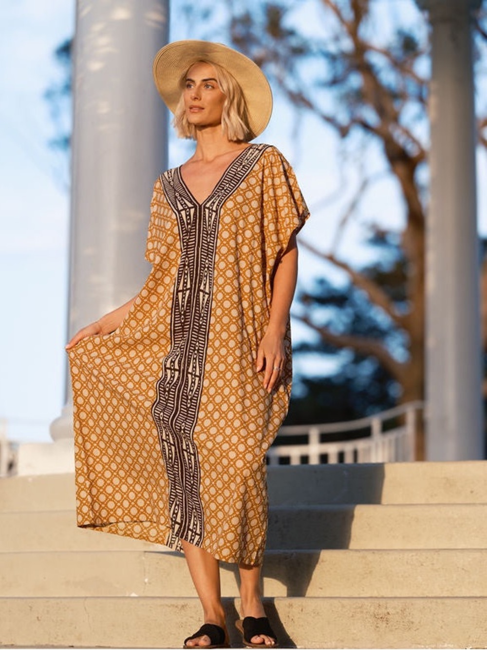 Ulu Lounge The Sunday Kaftan Golden Ochre One Size